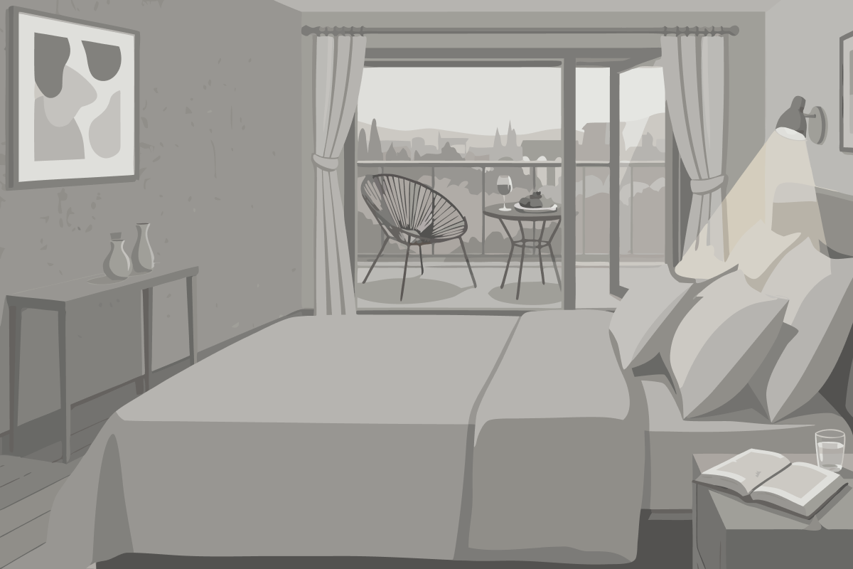 Standard Zimmer mit Queensize-Bett und Stadtblick